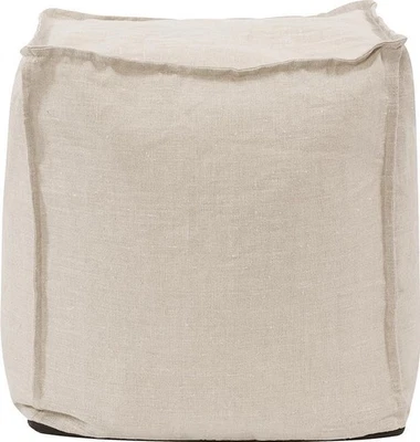 Prairie Linen Pouf Square Ottoman-Traditional Style - Image 1 of 3