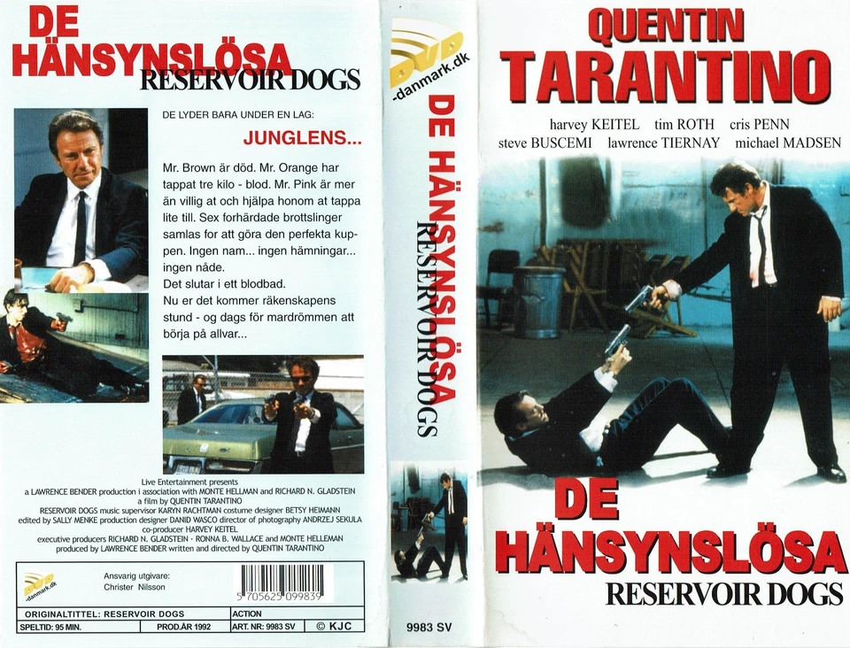 RESEVOIR DOGS (1) /DANISH VIDEO SLEEVE / DANMARK DK VIDEO LABEL - Image 1 of 1
