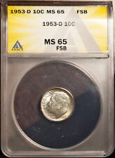 1953-D 10c Silver Roosevelt Dime MS 65 FBL Orig Mint New ANACS # 7351611 + Bonus