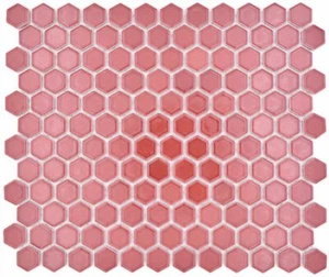 Mosaico de cerámica rojo burdeos hexagonal espejo de azulejos pared 11H-0910_b | 1 estera de mosaico - Imagen 1 de 6