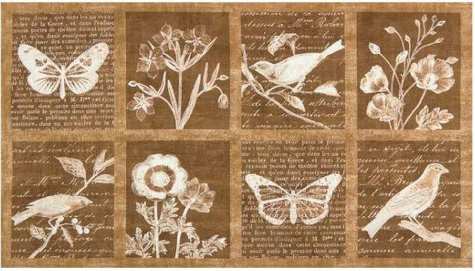 Bloques de mariposas de belleza botánica panel de 23" 100 % tela de algodón por panel Foto 1 de 1