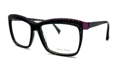 NEW ALAIN MIKLI A02018 2399 BLACK VIOLET AUTHENTIC EYEGLASSES 54 - 15 - Изображение 1 из 4