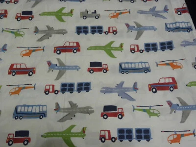 Pottery Barn Kids Brody Transportation Twin Flat Sheet Truck Vehicles Car Plane  - Image 1 of 4