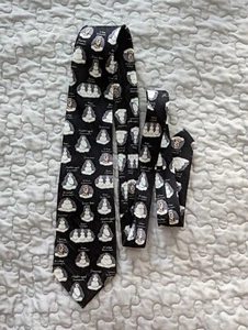 American Greetings  Novelty Snow Clones Black Neck Tie - Picture 1 of 5