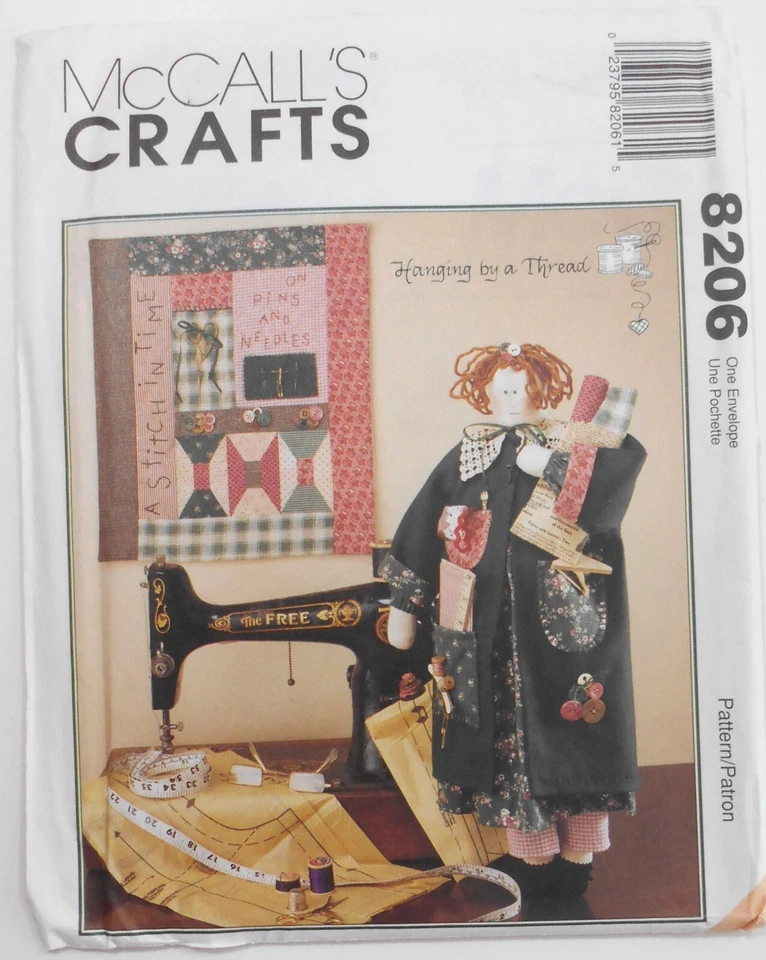 FF UNCUT McCall's #8206 Craft Sew Pattern 23" Primitive Sewing Doll With Quilt - Image 1 of 1