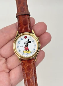 Disney Mickey Mouse Lorus Watch Quartz Musical V52F-0A10 Its A Small World Works - Picture 1 of 12