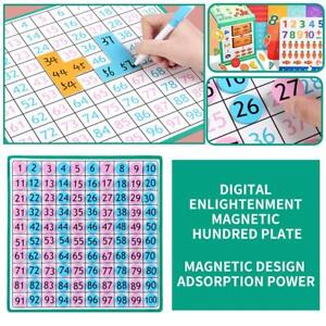 Magnetic Hundred Plate 1 to 100 Kids Math Addition Subtraction Aids and S7X0