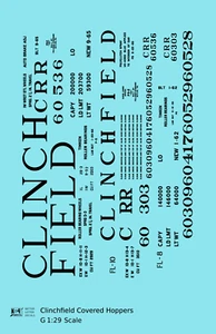 K4 G 1:29 Scale Decals Clinchfield Covered Hopper Black and White - Picture 1 of 5