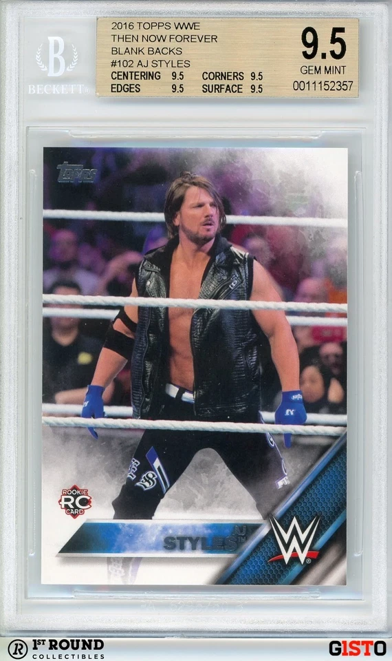 1 of 1: AJ Styles (RC) BGS 9.5: 2016 Topps TNF Blank Back 1st WWE Card Gisto 1/1 - Image 1 of 4