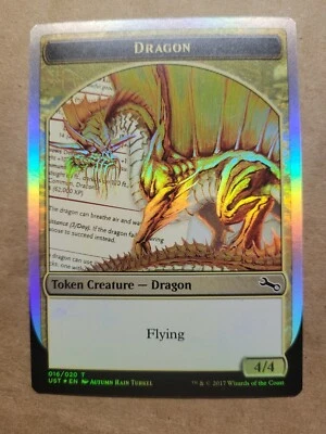 Dragon Token FOIL 016/020 UST Unstable NM/LP MTG Magic BULK DISCOUNT FREE SHIP - Image 1 of 2