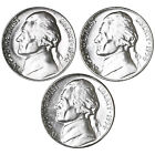 1954 P D S Jefferson Nickel Brilliant Uncirculated 3 Coin Year Set