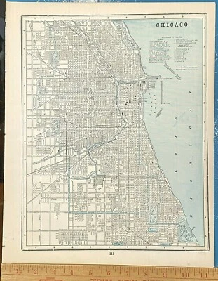 1897 Colored City Map CHICAGO, Reverse Side MILWAUKEE  13.75" x 11" - Image 1 of 4