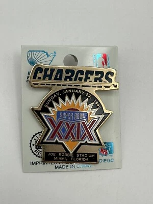 VINTAGE 90s NFL SUPER BOWL XXIX  SAN DIEGO LA CHARGERS LAPEL HAT COLLECTIBLE PIN - Image 1 of 4