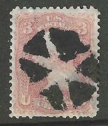 Sc #65 "Bold Wedges" Fancy Cancel 3 Cent Washington 1861 Civil War US 7E31 Cover