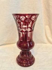 Vintage 1920er EGERMANN RUBINROT Böhmisch Tschechische Kunst Glas - 8,5" HOCH VASE - Bild 1 von 12