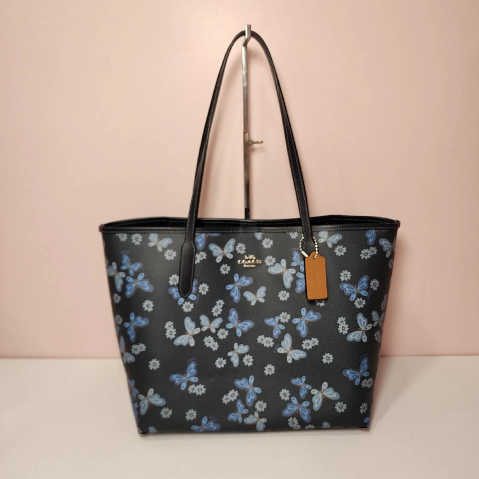 Coach City Lovely Butterfly Print Women's Tote Bag - Blue (CH211)
