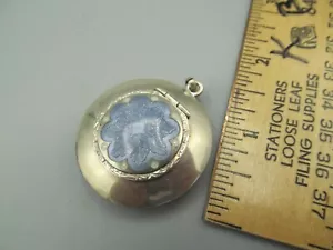 Sterling Silber Vintage monogrammiert S Vinaigrette oder Puder kompakt Anhänger - Bild 1 von 5