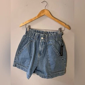 BlankNYC Elastic Waist Paper Bag Denim Shorts Women’s Size Small - Picture 1 of 8