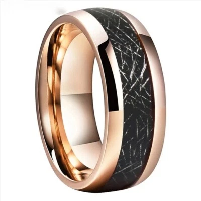 Anillo de carburo de tungsteno meteorito negro 6/8 mm para hombres mujeres anillo de tungsteno ajuste cómodo Foto 1 de 4