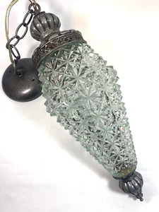 Vintage Pressed Glass Pinecone / Pineapple Style Ceiling Light Fixture 18" EMCO - Picture 1 of 9