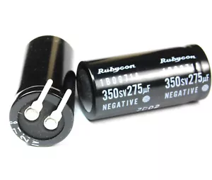 2pcs Rubycon FKX Photo Flash Capacitor 275uF 350v Radial Electrolytic 18mmX38mm - Picture 1 of 3