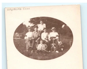 Sterling CT Men Boy Tennis Racket Portrait RPPC - Picture 1 of 3