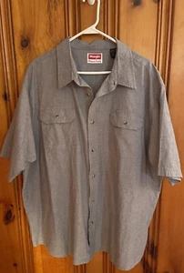 Wrangler Mens Shirt Size 2XL Button Down Work Shirt Short Sleeve Gray Denim - Picture 1 of 6