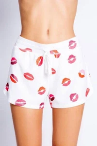 P.J. SLAVAGE Womens Ivory White Kiss Jammies Jams Sleep Shorts Medium rwsks - Picture 1 of 1