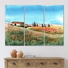 Designart "A Tuscany Landscape With Distant Villa" Country Canvas Wall Art Print
