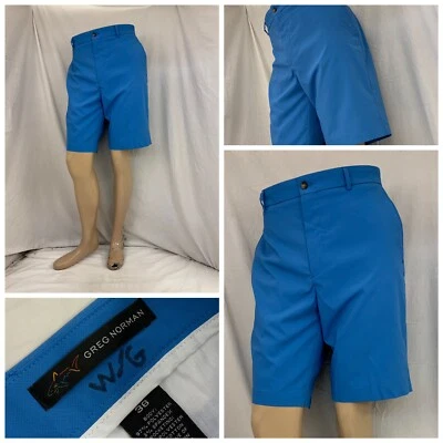 Greg Norman Golf Shorts 38 Blue Flat Front Poly Stretch YGI N2-657 - Image 1 of 4