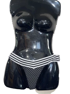 NWTS Sissy Thong Panty No Boundaries Black White Polka Dot Striped  Underwear XS - Picture 1 of 5