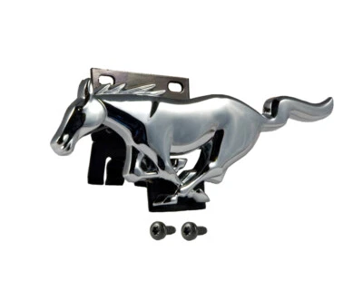 1994-2004 Mustang Front Grille Chrome Running Horse Emblem w Bracket Torx Screws - Image 1 of 4