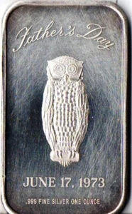1oz Silver Bar, Father's Day, 1973. - Picture 1 of 2