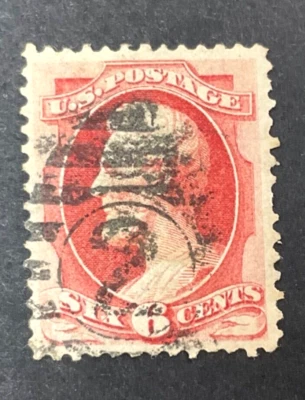 Почтовая марка США 1870-71 NO148 Carmine 6c с хорошим штемпелем б/у на петлях - Изображение 1 из 4