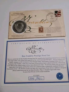 2004 BEN FRANKLIN POSTAL COIN #599, COOK ISLANDS $5 SILVER/CLAD COIN - Picture 1 of 5