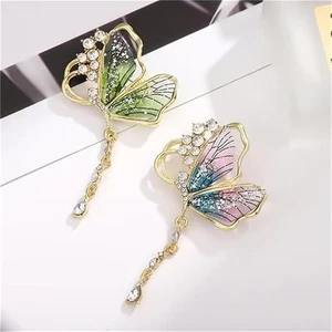 Rhinestone Butterfly Tassel Brooch Pin For Women - Picture 1 of 14