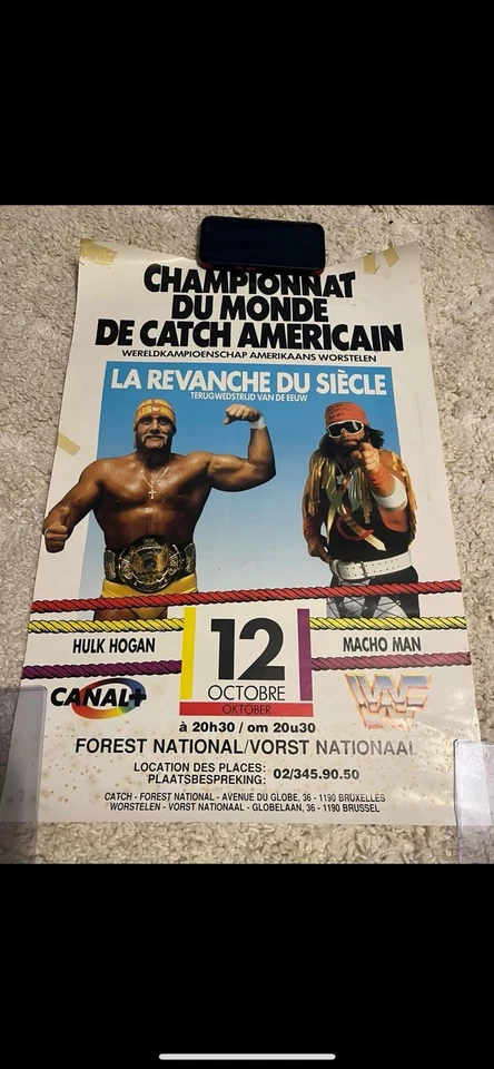 Póster de evento de lucha libre original Hogan Macho Man de colección Wwf Wwe Foto 1 de 1