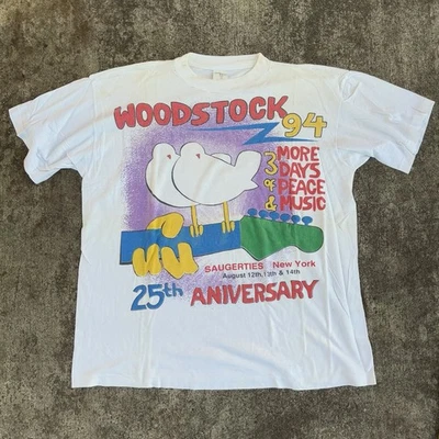 Camisa De Colección XL Woodstock Años 90 94 Música Paz Arándanos RHCP NIN Banda 1994 - Imagen 1 de 4