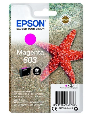 Epson 603 Magenta Starfish Genuíno, Cartucho de Tinta, Capacidade Padrão Magenta Sta - Imagem 1 de 4