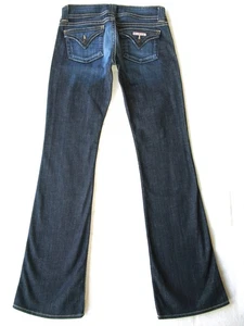 Hudson Signature Bootcut Flap Jeans Women Sz 27 Dark Blue Distressed+Stretch L34 - Picture 1 of 12