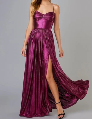 City Studio пурпурный плиссированные платье размер 9/10 новый с Ярлыками длинный официальный выпускное платье атлас $109 - Изображение 1 из 4