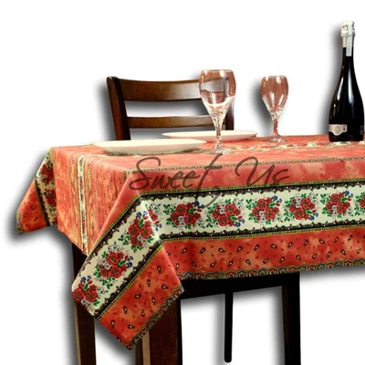 Wipeable Tablecloth Spill Resistant Acrylic Coated Floral Cotton French Prove... - Image 1 of 4