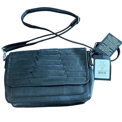 Bolsa tiracolo de couro preta Day & Mood nova com etiquetas - Imagem 1 de 4