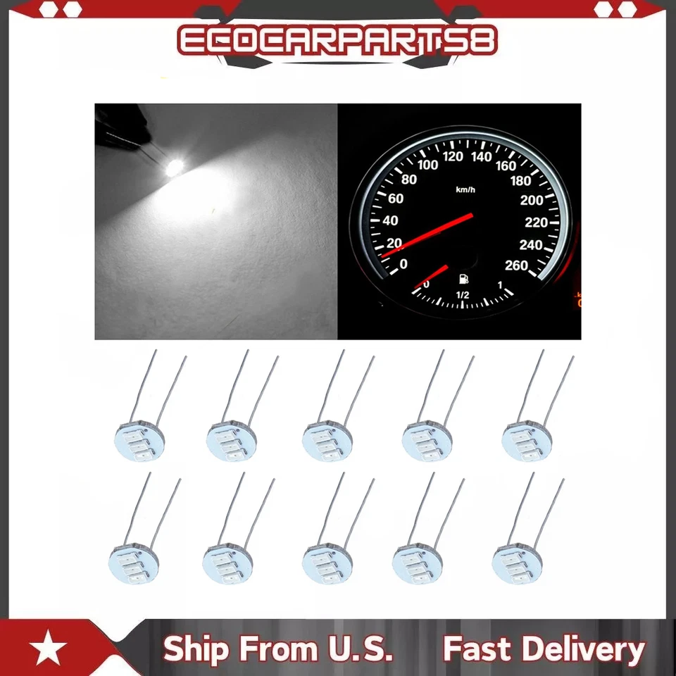 10 piezas de actualización blanca 3SMD 4,7 mm LED cuadro de instrumentos tablero bombilla para Chevy Foto 1 de 1