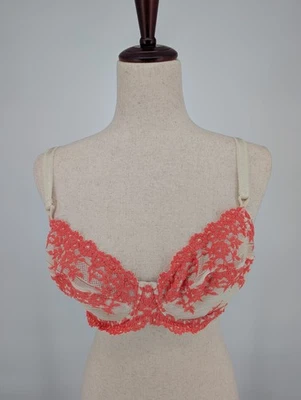 Sujetador de encaje Wacoal Abrazo 36D 65191 con aros rosa rosa correas ajustables transparente  Foto 1 de 4