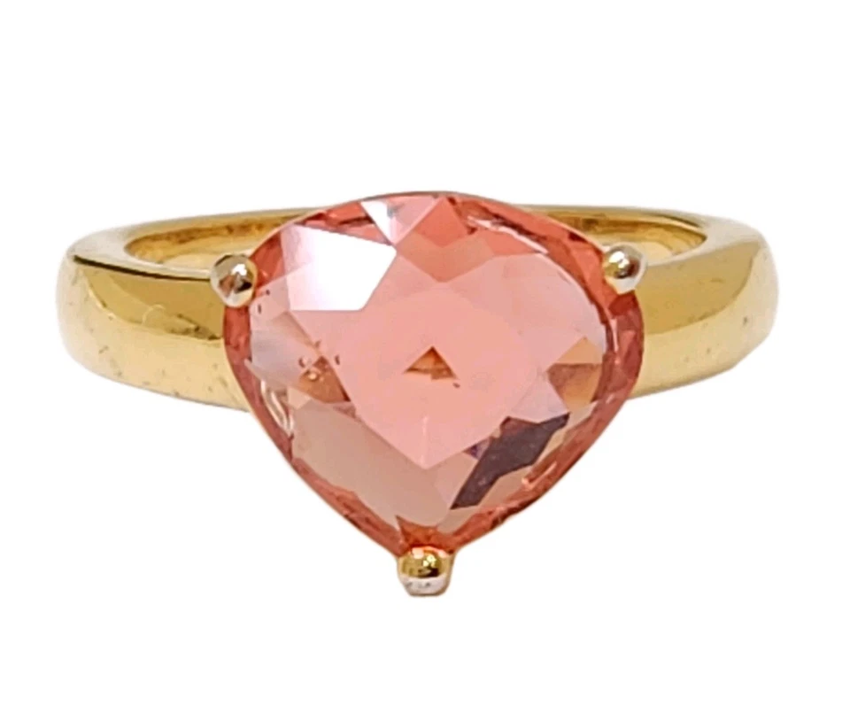 Anillo de cóctel solitario de turmalina rosa HGE 1,75 QUILATES de oro amarillo de 14 quilates para dama talla 5,5 Foto 1 de 4