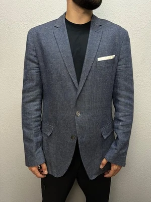 Hugo Boss Men's Wool Linen Blazer Blue Sport Coat Size US 44R EUR 54 - Image 1 of 4