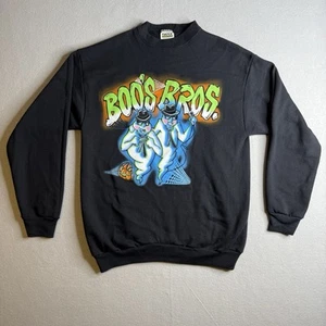 Vintage 90s Boo's Bros Brothers Cartoon Halloween Black Graphic Sweatshirt Large - Picture 1 of 4