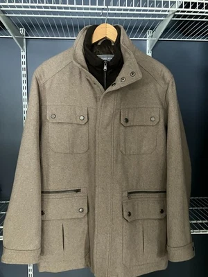 Chaqueta Abrigo Michael Kors Mezcla Lana Para Hombre XL Marrón Cremallera Completa Frente a Presión Foto 1 de 4