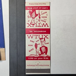 WTUX Wilmington DEL Vintage 1290 AM Radio Red Graphic Matchbook - Bild 1 von 3